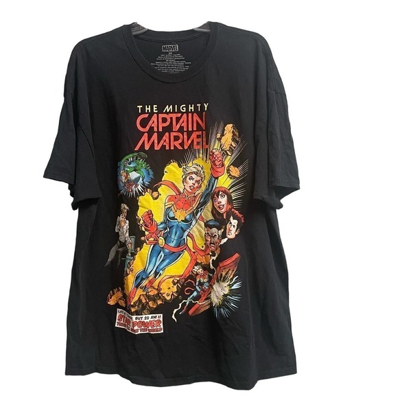 The Mighty Captain Marvel Men's 2X Colorful Comic T-Shirt Short Sleeve - Picture 1 of 3
